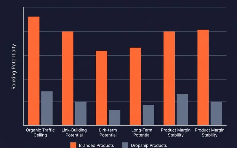 Branded vs dropship SEO economics chart