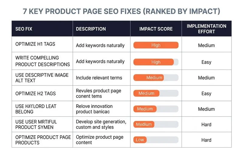 Diagnostic checklist: 7 product-page SEO fixes ranked by impact