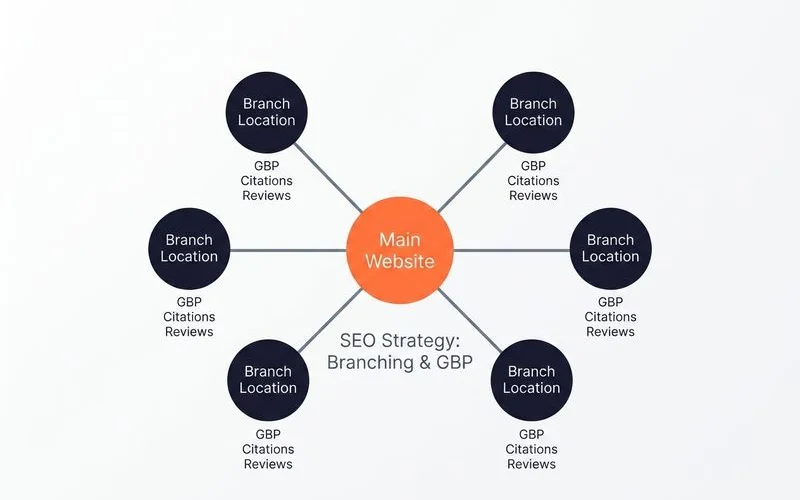 Hub-and-spoke website architecture for multi-branch businesses