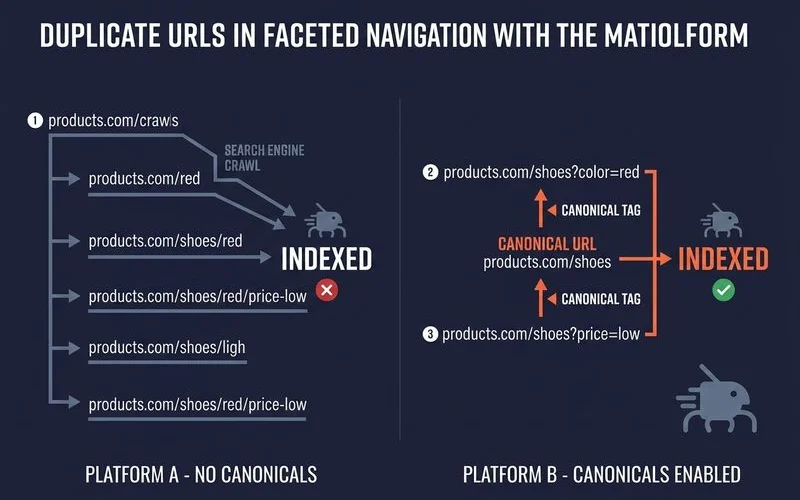 Faceted navigation handling per platform