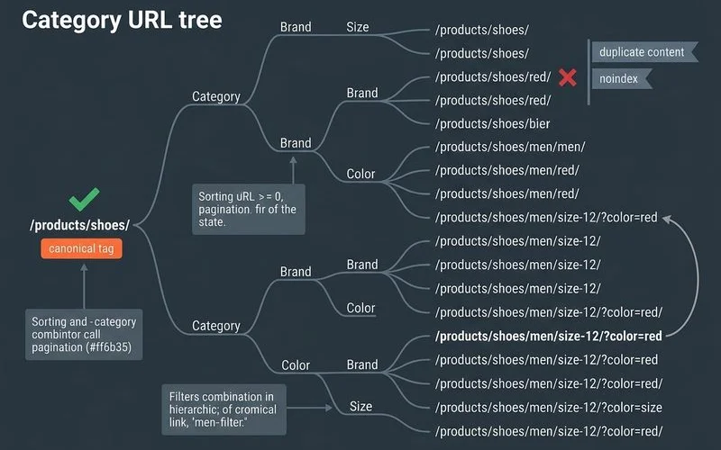 Faceted navigation indexation strategy diagram