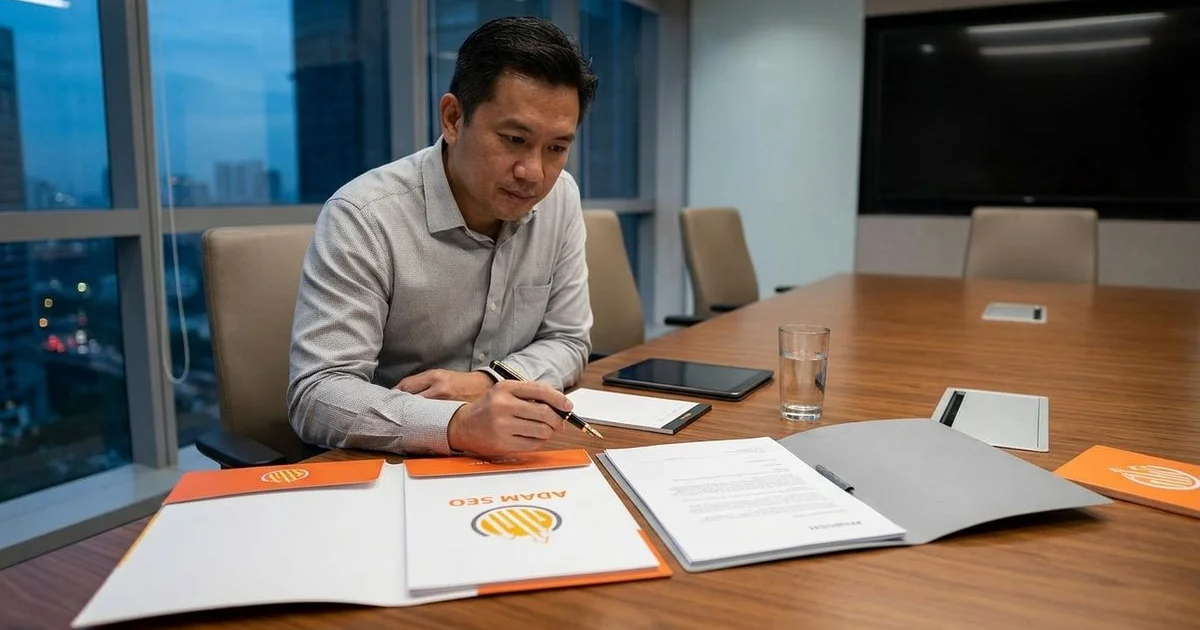 Two Local SEO agency proposals side by side on a desk